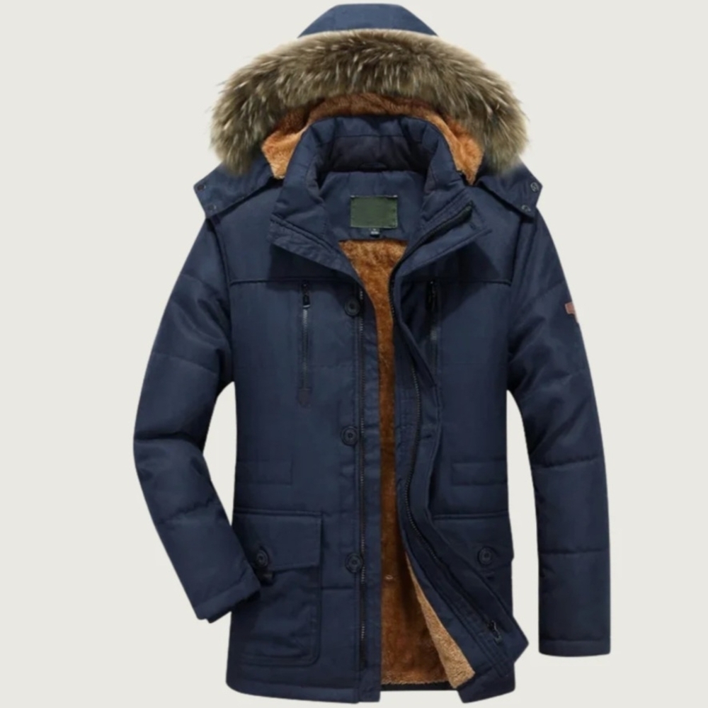Men's Lightweight Parka with Faux Fur Hood